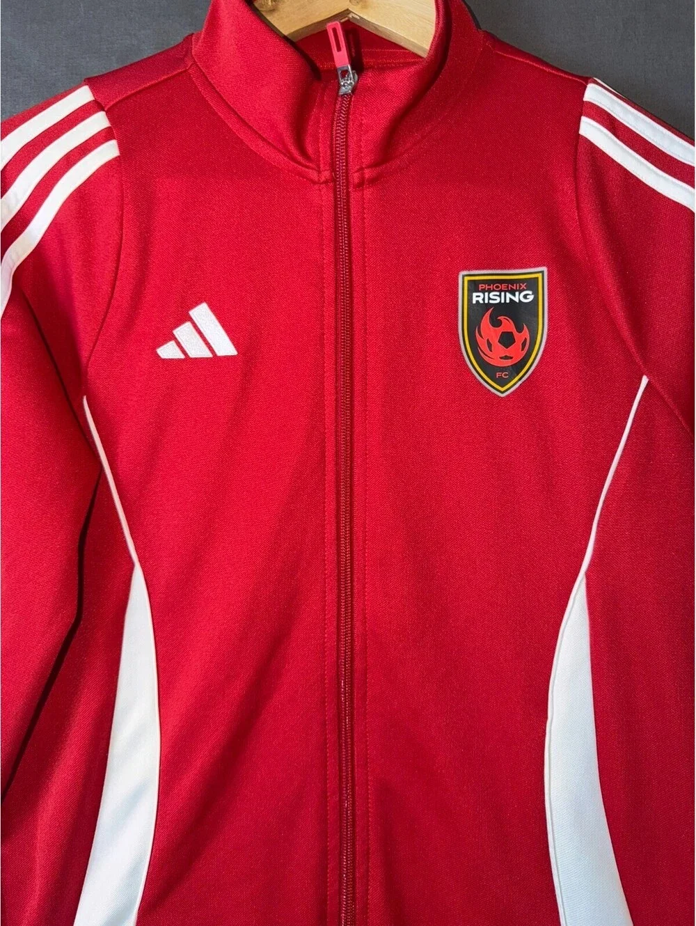 Adidas Phoenix Rising FC Track Jacket Medium M Red Aeroready Soccer Full Zip 11